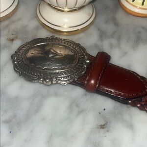 Silver and Brown Western Belt Buckle